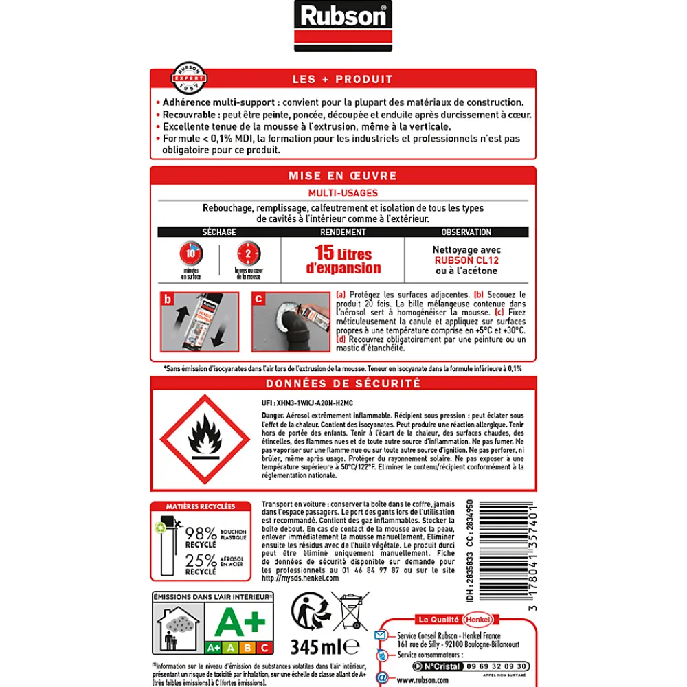 Rubson Mousse Expansive-Mousse Expansive multi-usages 15L