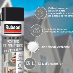 Rubson Mousse Expansive-Mousse expansive Portes et Fenêtres aérosol 500ml