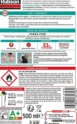 Rubson Mousse Expansive-Mousse Expansive Power Pure Aérosol, 21L