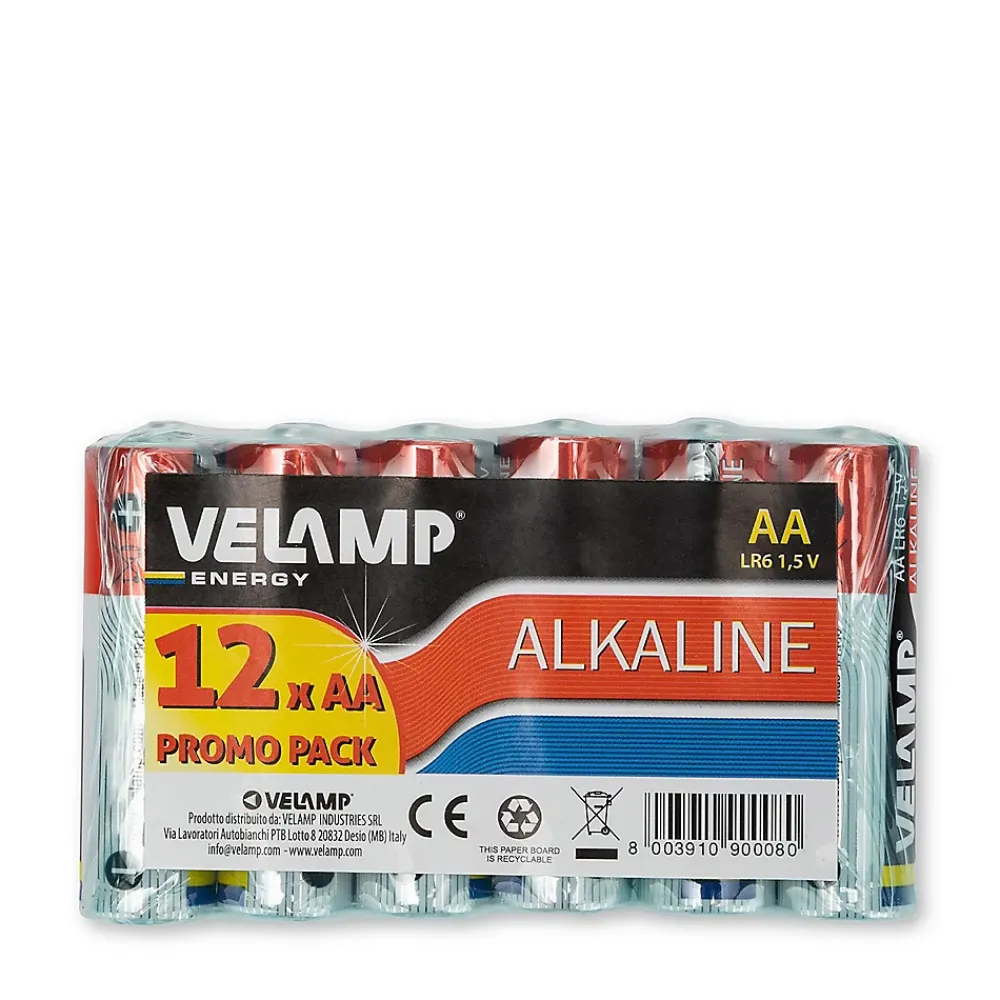Velamp Pile Aa|Pile Alcaline-Mulitpack de 12 piles alcalines stilo LR6 AA, 1,5V, longue durée