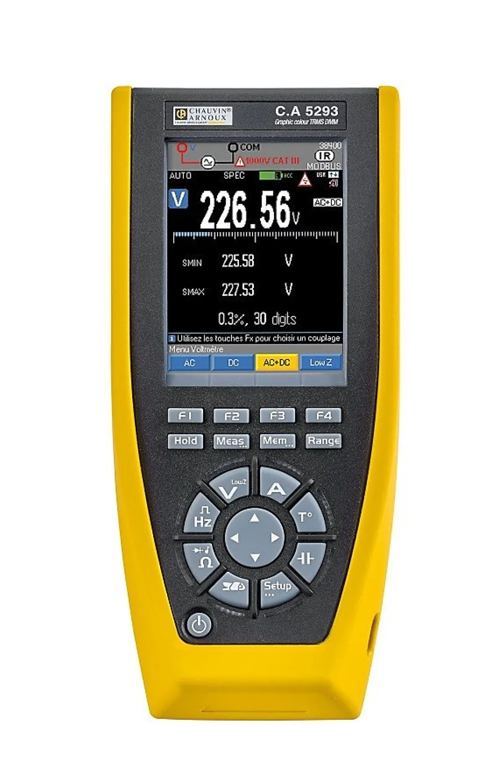 Chauvin Arnoux Multimètre-Multimètre enregistreur Bluetooth CA 5293 - écran couleur, IP67, 200 kHz