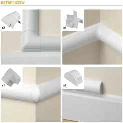 D-Line Multi-pack d'accessoires pour goulotte blanche 50 x 25 mm