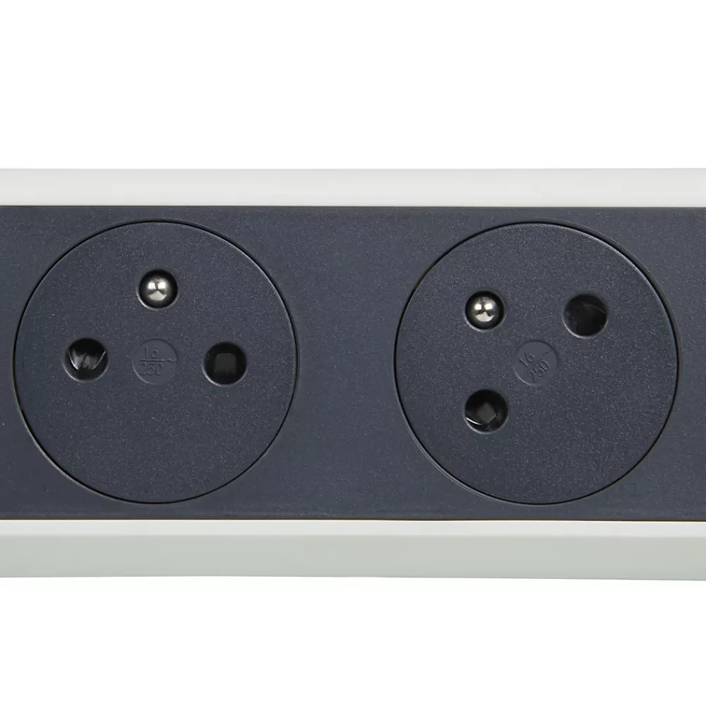 Legrand Multiprise avec interrupteur 4 prises rotative à fixer blanc et gris 1.5 m