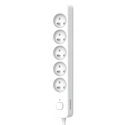 Multiprise-Multiprise avec interrupteur 5 prises 2 pôles + terre Quarx blanc / gris 3 m