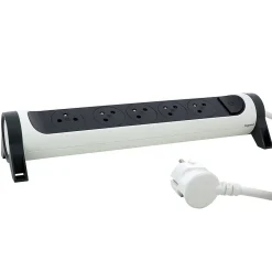 Legrand Multiprise avec interrupteur 5 prises rotative à fixer blanc et gris 3 m