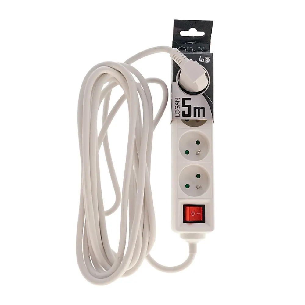 Edo Multiprise-Multiprise avec terre 4 prises câble 5 m avec interrupteur 777670