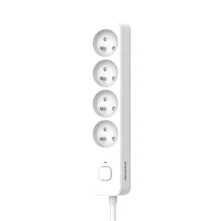Multiprise 4 prises avec interrupteur blanc gris 2 m