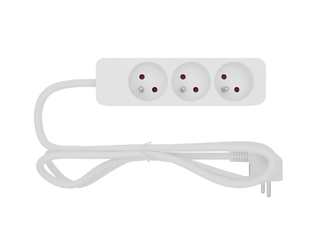 Multiprise-Multiprise 3 prises blanc 1 m 16A 3680W 230 V