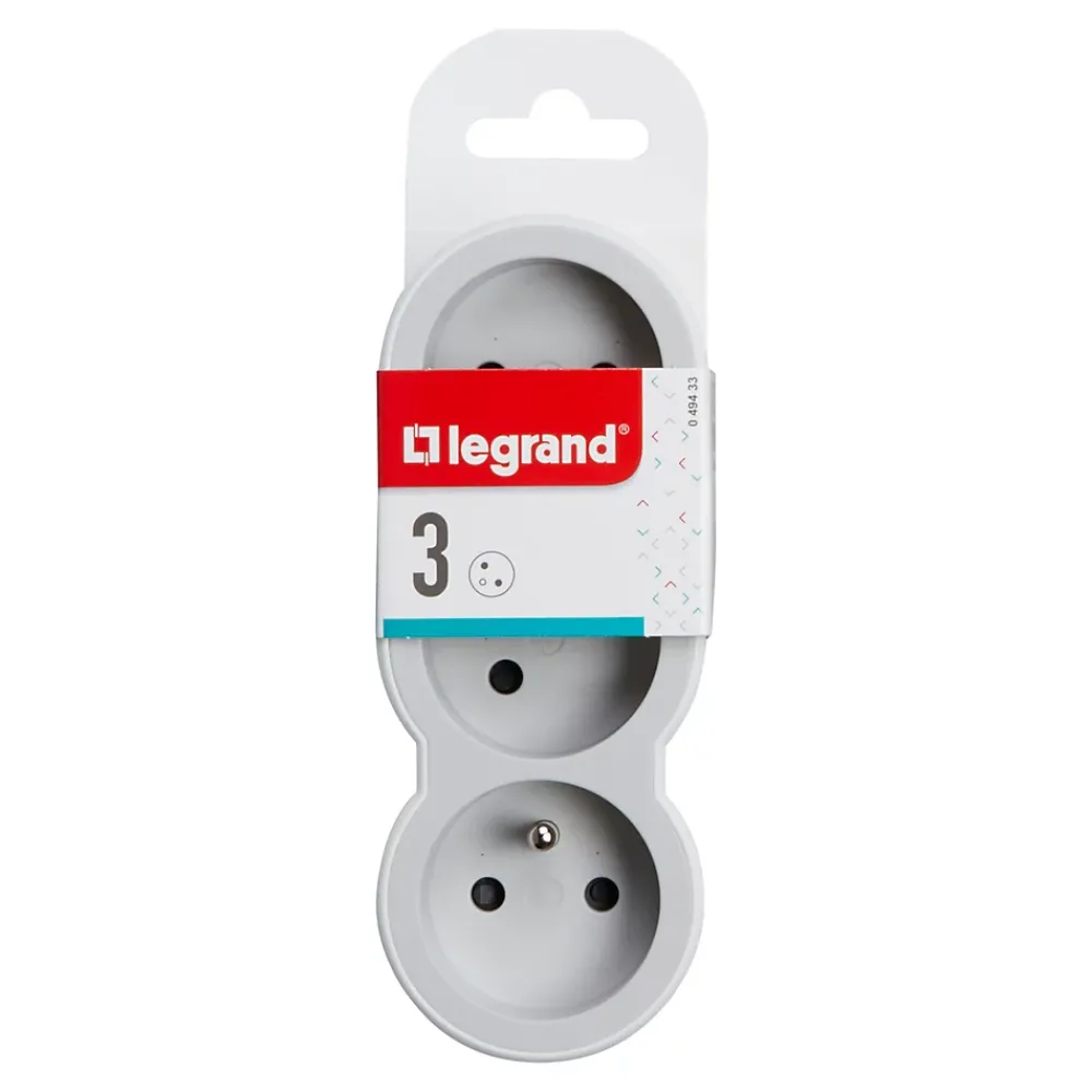 Legrand Multiprise-Multiprise 3 prises frontale blanc