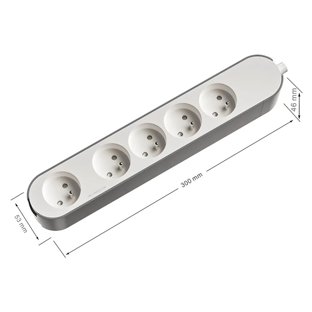 Jacobsen Multiprise-Multiprise 5 prises blanche à câbler