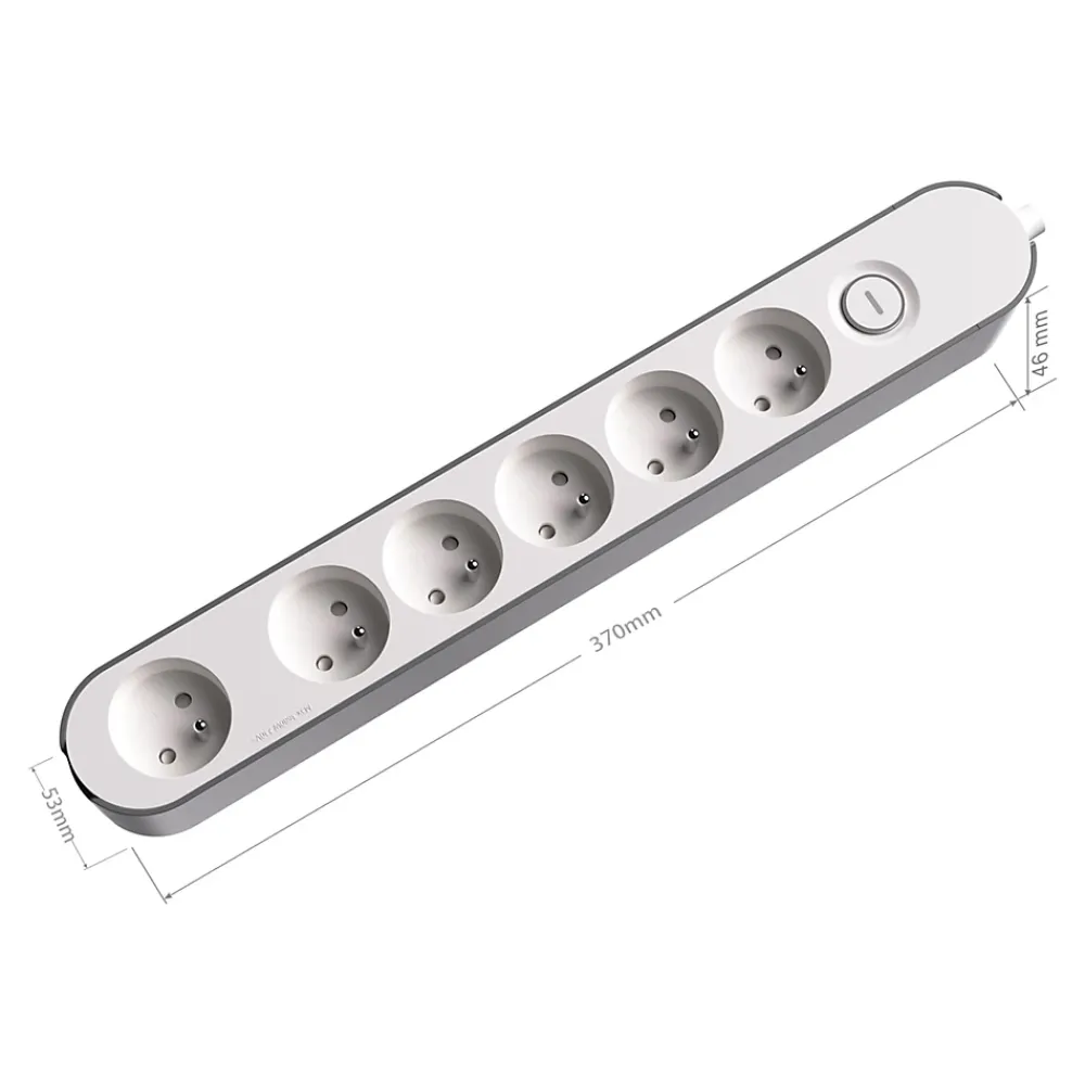 Jacobsen Multiprise-Multiprise 6 prises blanche à câbler