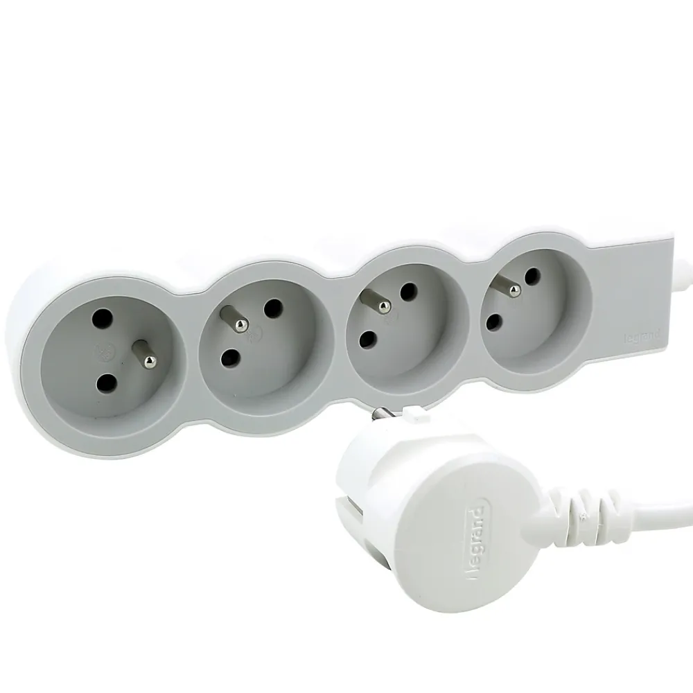Legrand Multiprise 4 prises blanc et gris 3 m