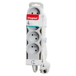 Legrand Multiprise 4 prises blanc et gris 3 m