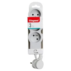 Legrand Multiprise 3 prises blanc et gris 1.5 m