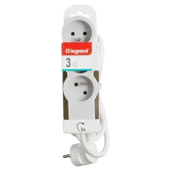 Legrand Multiprise-Multiprise 3 prises blanc et gris 3 m
