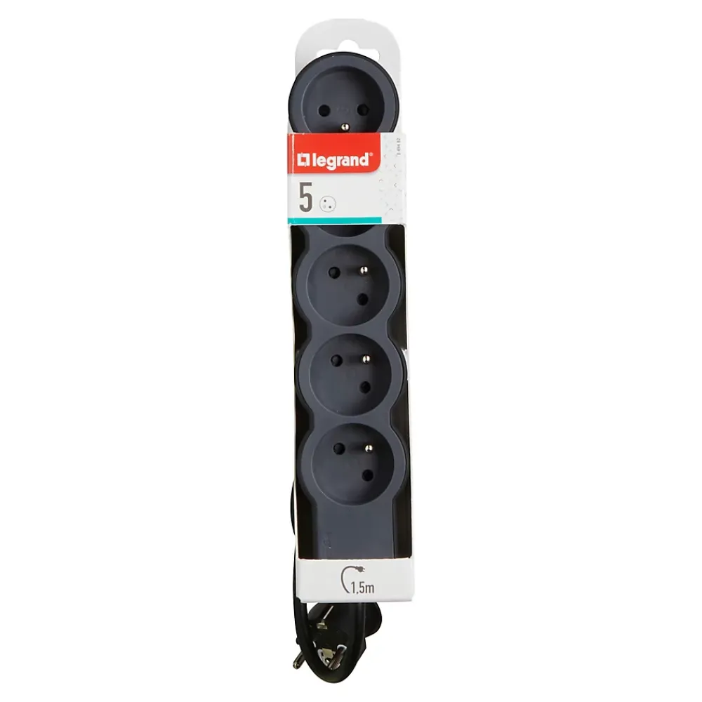 Legrand Multiprise-Multiprise 5 prises noir et gris 1.5 m