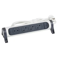 Legrand Multiprise 4 prises rotative à fixer blanc et gris 3 m