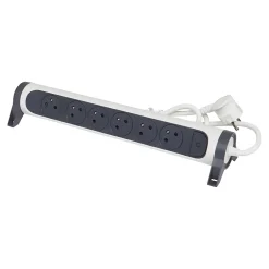 Legrand Multiprise 6 prises rotative à fixer blanc et gris 3 m