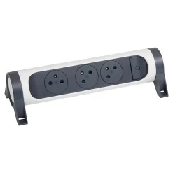 Legrand Multiprise-Multiprise 3 prises rotative à fixer blanc et gris