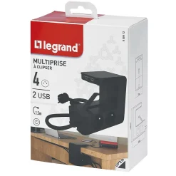 Legrand Multiprise-Multiprise 4 prises + 2 USB-A noir 1.5 m