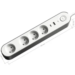 Jacobsen Multiprise-Multiprise 4 prises + 2 USB 1.5 m blanche