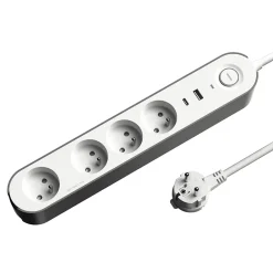 Jacobsen Multiprise-Multiprise 4 prises + 2 USB 1.5 m blanche