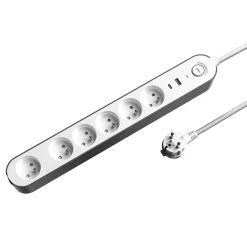 Jacobsen Multiprise-Multiprise 6 prises + 2 USB 1.5 m blanche