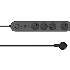 Jacobsen Multiprise-Multiprise 4 prises + 2 USB 1.5 m noire