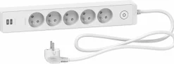 Schneider Electric Multiprise-Multiprise 5 prises + 2 usb Odace blanc 1.5 m