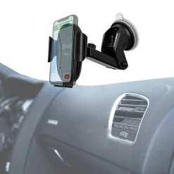 Muvit Support Voiture Chargeur Induction Qi 15W avec Capteur Infrarouge et Câble USB-C Noir
