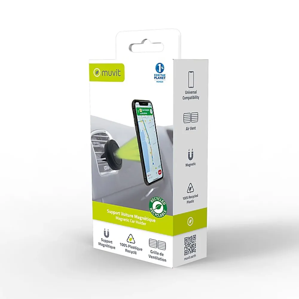 Muvit Accessoire Smartphone Et Tablette-Support Voiture Universel Grip Rotatif Extensible à 80mm Noir