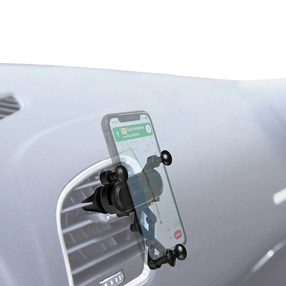 Muvit Support Voiture Universel Gravity Rotatif à 360 Fixation sur Grille d'aération Noir