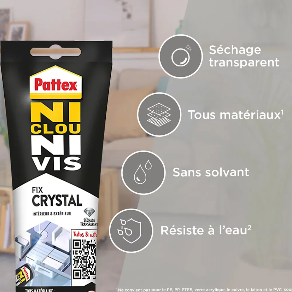 Pattex Colle-Ni clou ni vis Cristal tous materiaux 90 g