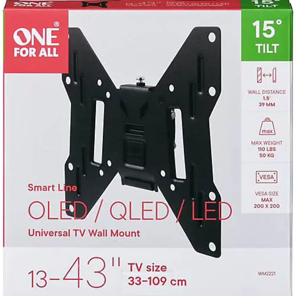 One For All Support Tv-WM2221 Support mural TV inclinable 13" - 43" noir, charge 50 kg