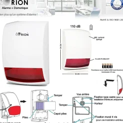 Alarme Orion Alarme Sans Fil-Pack sans fil connectée IP + GSM 4G avec sirène à piles - pour maison 3 à 5 piéces.
