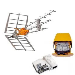 Televes Pack Antenne Rateau TNT DAT HD BOSS UHF Gain 42dB + Alimentation 24V + Amplificateur Easy F - 149921
