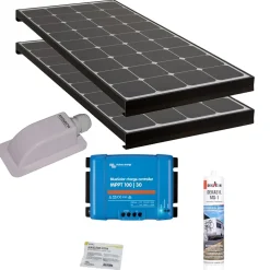 Antarion Pack BLACK BOOSTER 2x Panneaux Solaires 140W + Régulateur solaire VICTRON 30A