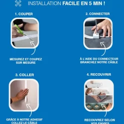 Magic Elek Passerelle Multimédia : Accessoire Tv-Pack câble ultra-plat 3 lignes 3m 16A 3500W