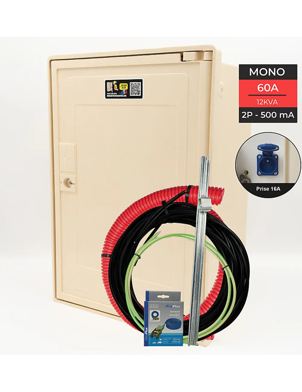 Carré Rouge Tableau Électrique Pré-Équipé-Pack Coffret Complet 15 Mètres 12 Kw "aerien" Lc
