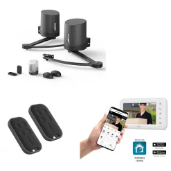 Avidsen Motorisation De Portail-Pack 100% connecté avec motorisation portail battant Orane Connect + Visiophone Elia Smart 2 + 2 télécommandes supplémentaires
