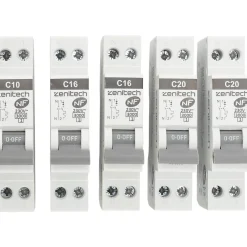 Zenitech Disjoncteur Et Coupe-Circuit-Pack de 5 disjoncteurs 1x10A + 2x16A + 2x20A -