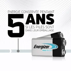 Energizer Pile Alcaline-Pack de 4 - Max Plus Alcaline 9V, pack de 1 Pile