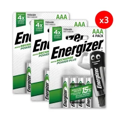 Energizer Pack de 3 - , Power Plus Rechargeable AAA/HR03, pack de 4 Piles