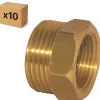 Raccords Dumont Tube Et Raccord Cuivre-PACK de 10 réductions laiton a visser mâle/femelle installation plomberie chauffage diamètre 1/2" (15x21) femelle 3/8" (12x17)