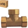 Raccords Dumont Tube Et Raccord Cuivre-PACK de 10 Tés laiton égaux mâle a visser pour installation de plomberie chauffage sanitaire diamètre 3/4" (20x27)