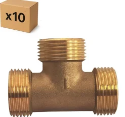 Raccords Dumont Tube Et Raccord Cuivre-PACK de 10 Tés laiton égaux mâle a visser pour installation de plomberie chauffage sanitaire diamètre 3/4" (20x27)