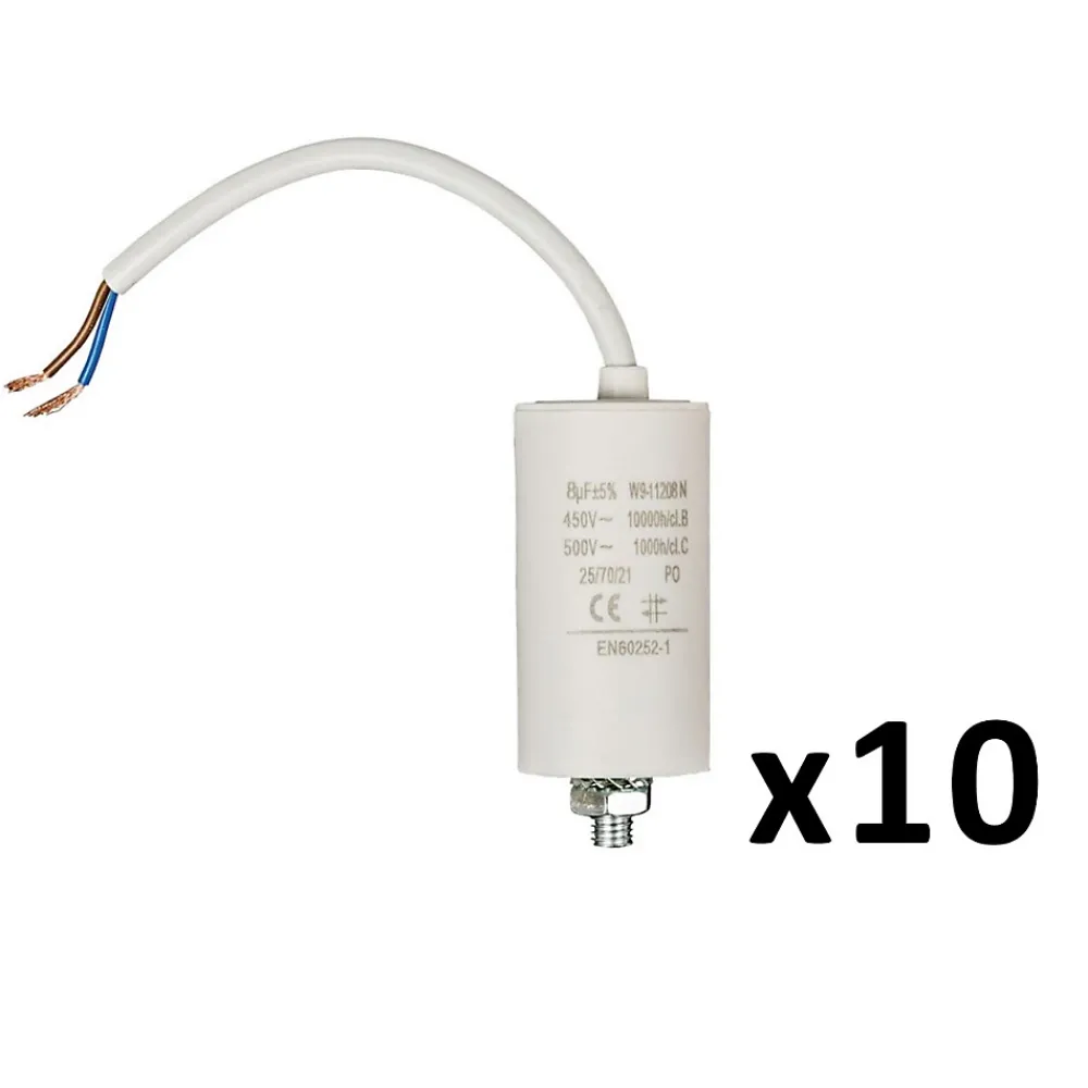 Nedis Fusible-PACK FIXAPART x10 Condensateurs 8.0uf 450 V + cable Condo fil 8 mf