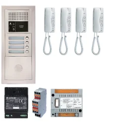 Aiphone Pack Interphone Audio 4 Bp Avec 4 Postes Programmés