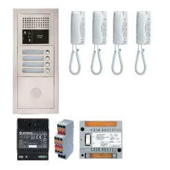 Aiphone Pack Interphone Audio 4 Bp Avec 4 Postes Programmés