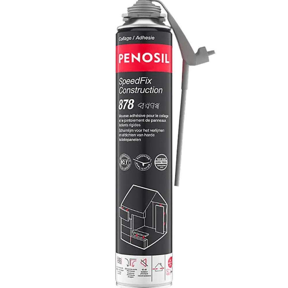 Penosil Mousse Expansive-Pack 6 Mousses colle universelle SpeedFix Construction 878 pistolable 690ml + Nettoyant FoamCleaner929 500ml + Pistolet